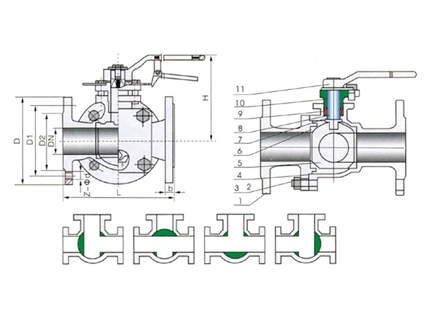 Flanged 3-Way T-Port Ball Valve